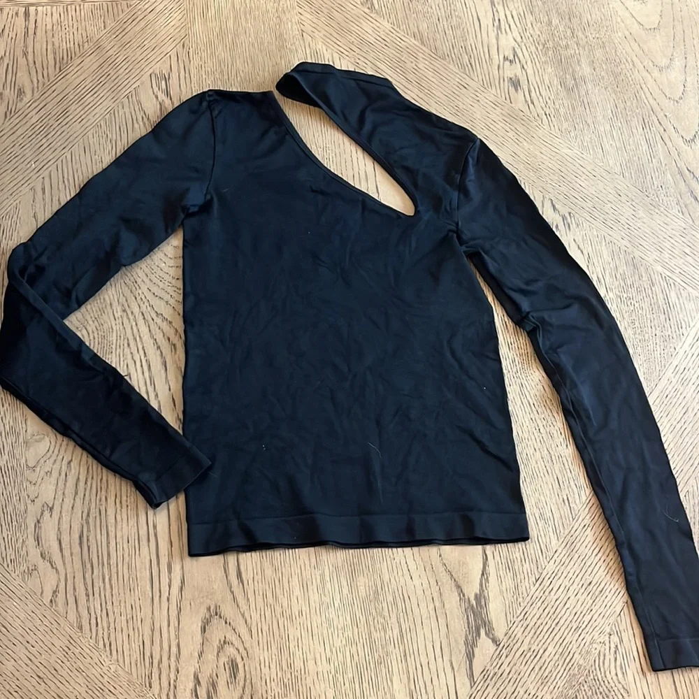 Free People Intimately Our Cut It Out Seamless Long Sleeve Black XS/S NWOT